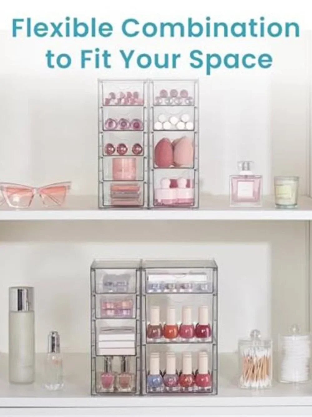 Clear Drawer Organizer 16 Drawer Desk Storage Makeup Organizer Plastic